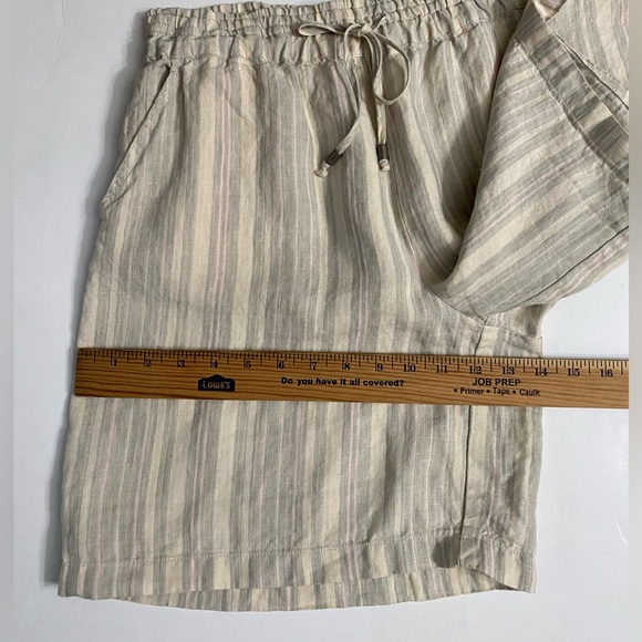 ANTHROPOLOGIE Beachy Linen Short Striped Pull on Drawstring women size Small - Picture 10 of 16